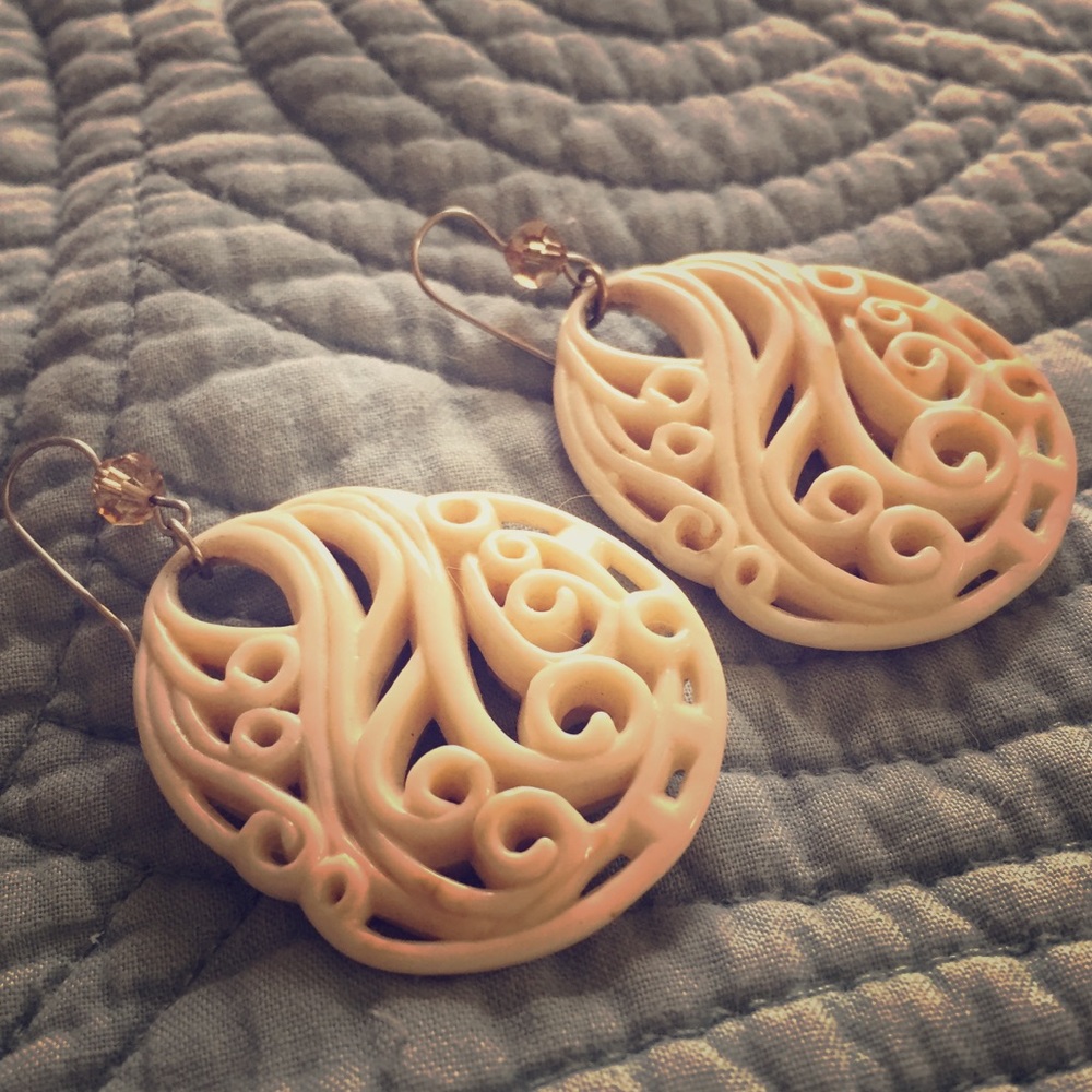 Carved drop earrings - beautiful!